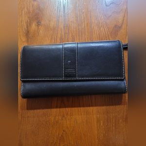 Coach Wallet Black Genuine Leather With Coin & Bill Pockets